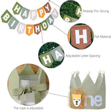 Wild One High Chair Banner Brown Green Felt Happy Birthday Banner