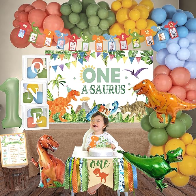 One a Saurus Birthday Decorations Dinosaur 1st Birthday Party