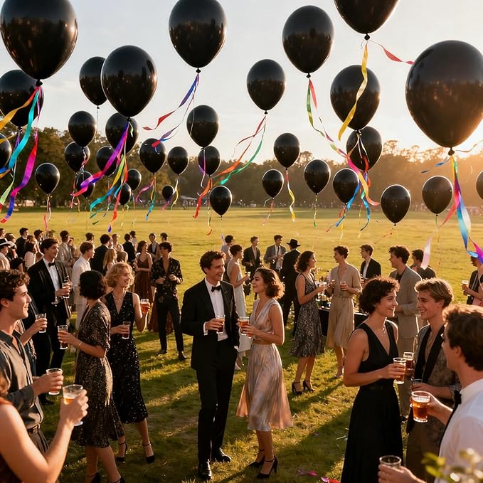 160pcs Black Balloons 12 Inch Matte Latex Balloons for Graduation