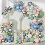 Ouddy Party Pink Dusty Blue Green Balloons Garland Arch Kit,