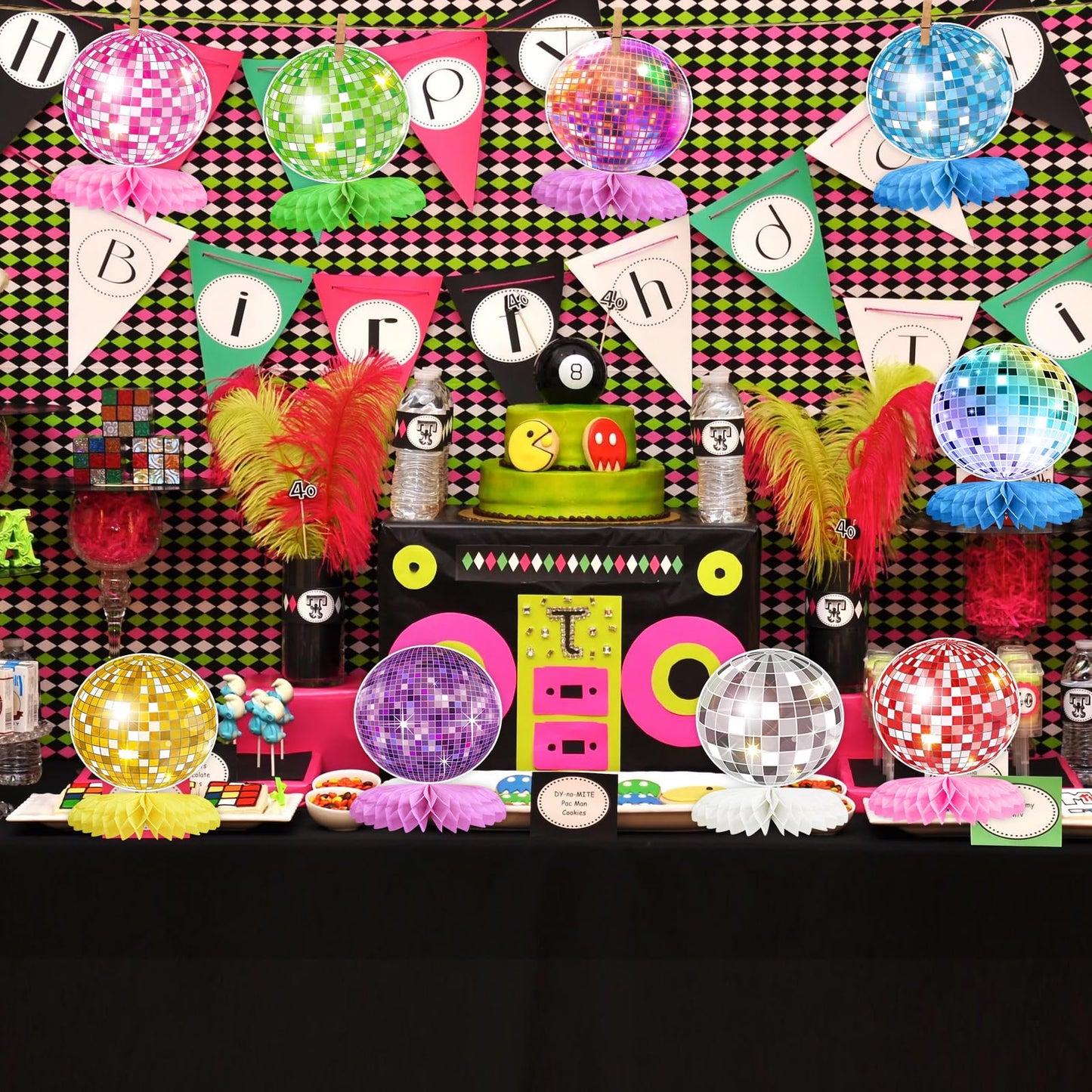 9PCS Disco Honeycomb Centerpieces Disco Ball Party Decorations