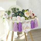 Handmade Butterfly Flower 1st Birthday High Chair Banner Purple