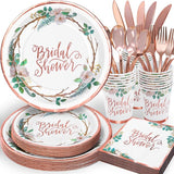 Rose Gold Bridal Shower Decorations 168Pcs Bridal Shower Plates and