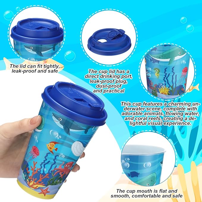 16 Sets Under the Sea Ocean Party Favors Goodie Cups with Lids and
