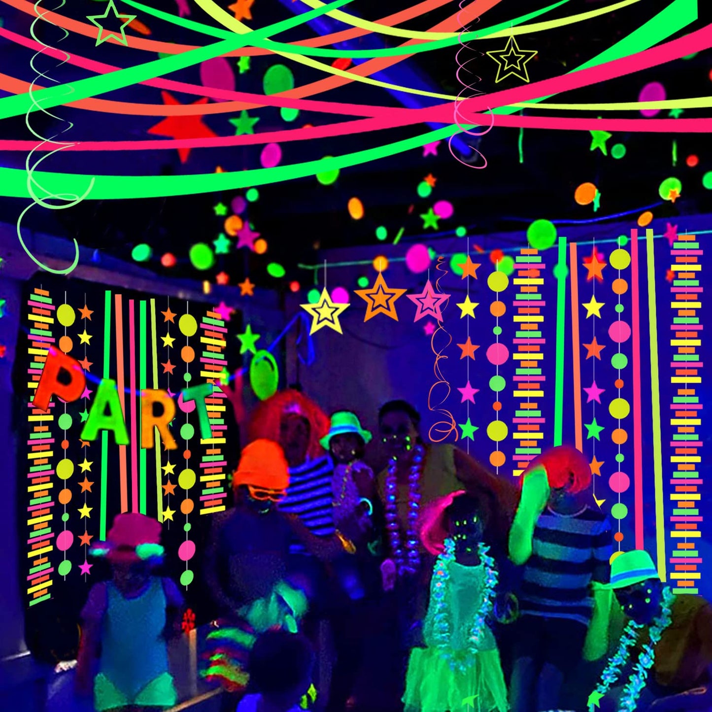 1320feet Blacklight Party Streamer Decorations 12 Rolls Glow Crepe