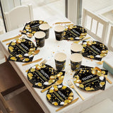 168 Pcs Retirement Party Supplies, Black Gold Happy Retirement Party