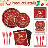 175 Pcs Merry Christmas Party Supplies Set Serves 25 Festive Red and