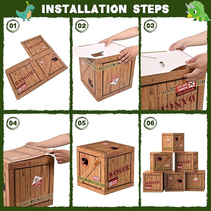 Dinosaur Party Decorations 6 Pcs Dinosaur Theme Boxes for Dinosaur