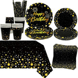 Black Gold Party Decoration - Black and Gold Birthday Party Tableware