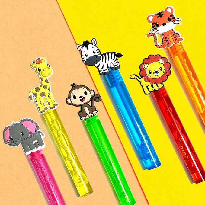Jungle Safari Party Favors 24Pcs Wild Animals Bubble Wands for Kids