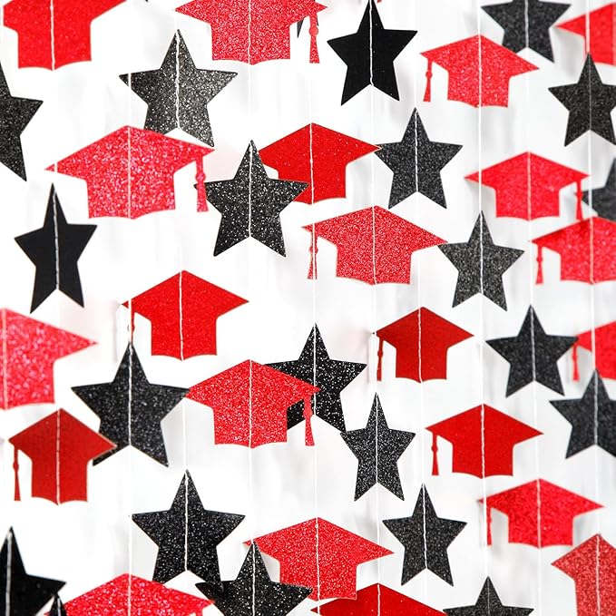 Red-Black Graduation-2026 Class Party-Decorations Garland - Congrats