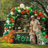 Dinosaur Birthday Decorations include Hunter Green Bunt Orange White