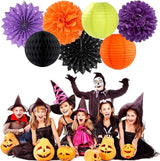 Black Orange Purple Green Halloween Party Decorations 14pc Kit Paper