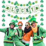 St Patricks Day Party Decoration Green Shamrock Garland 25pcs Saint