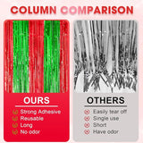 Voircoloria 3 Pack 3.3x8.2 Feet Red and Green Foil Fringe Backdrop