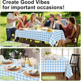 QIKSION Light Blue Gingham Tablecloth Disposable 12 Pack, 54 x 108