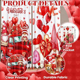 2 Pcs Valentines Day Curtains for Living Room Red Heart Truck Gnome