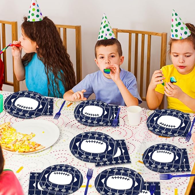 100PCS Cowboy Plates and Napkins Football Party Supplies Blue