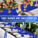 Breling 8 Pack Royal Blue Disposable Plastic Tablecloths and Satin