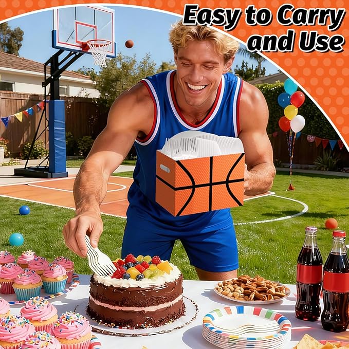 2PCS Basketball Utensil Holder Paper Utensil Caddy for Basketball