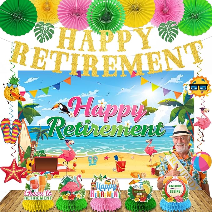 Luau Hawaiian Retirement Party Decorations 23Pcs Beach Retirement