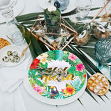 Paper Plates 9 Inch Disposable Tropical Hawaiian Luau Design 40Pcs