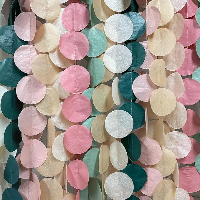 205 Ft Sage Green Dusty Rose Pink Khaki Beige Circle Dot Backdrop