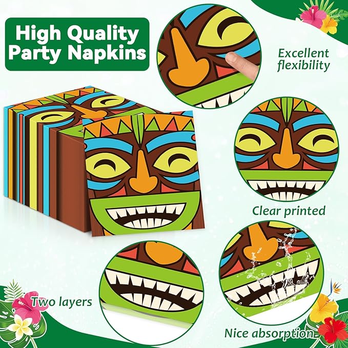 50Pcs Hawaiian Luau Party Oval Paper Plates 11 Inch Luau Summer