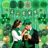 Green Party Decorations, Green Gold Printed Confetti Heart Balloons