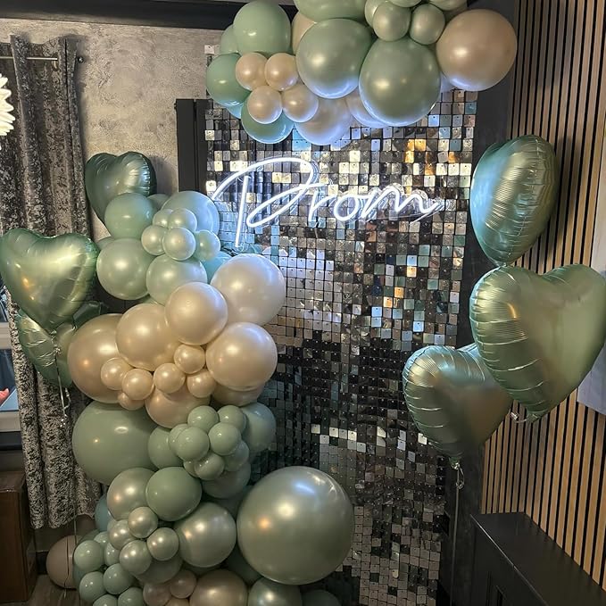 Sage Green Heart Foil Balloon, 10PCS Olive Green Heart Helium