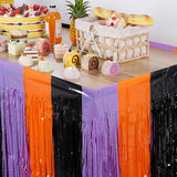 6 Pack Halloween Table Skirt Decorations Orange Purple and Black
