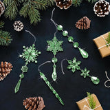 18pcs Crystal Christmas Ornaments for Christmas Tree Decorations-Green