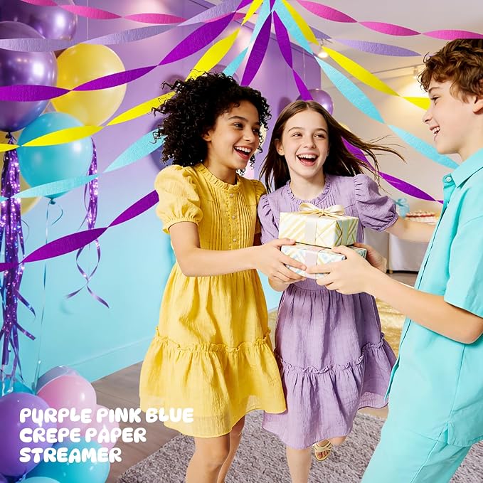 AOYOO Crepe Paper Streamers, 5 Rolls Multicolor Party Streamers in