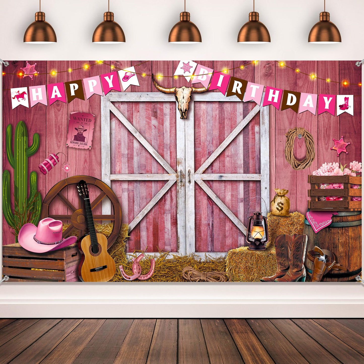 Breling Western Cowgirl Party Decoration 71x43 Inch Pink Western