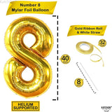 KatchOn, Giant Gold Number 8 Balloon - 40 Inch | Golden 8 Balloon for