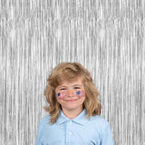 4 Pack Party Decorations, Metallic Silver Backdrop, Photo Booth Props