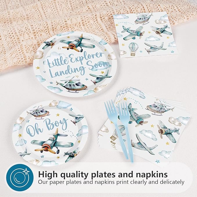 96Pcs Airplane Baby Shower Decorations Airplane Boy Baby Shower