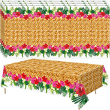 4 Pcs Hawaiian Luau Party Table Cover 54'' x 108'' Plastic Hawaiian