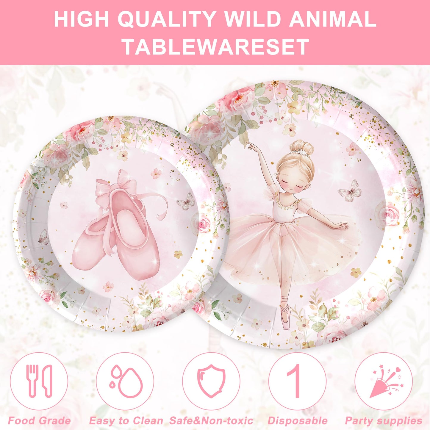 120PCS Ballerina Party Supplies for Girls Dancing Themed 1st 2nd