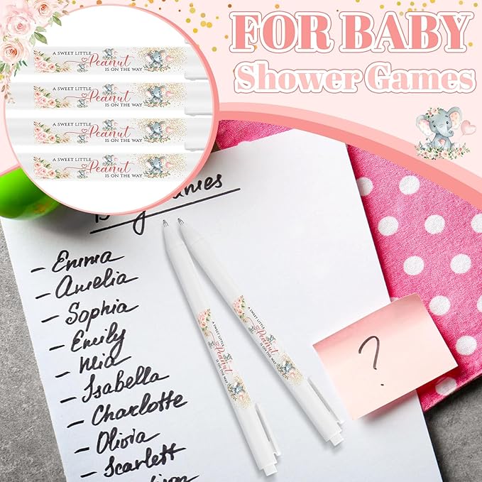 Ireer 36 Pcs Pink Elephant Baby Shower Pens Gifts Bulk Party Favors
