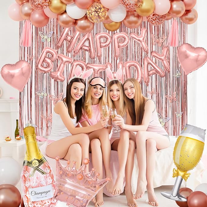Rose Gold Birthday Party Decorations for Women Girls Rose Gold Pink