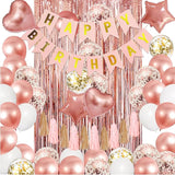 Amandir Rose Gold Birthday Party Decorations Kit, Confetti Foil Rose