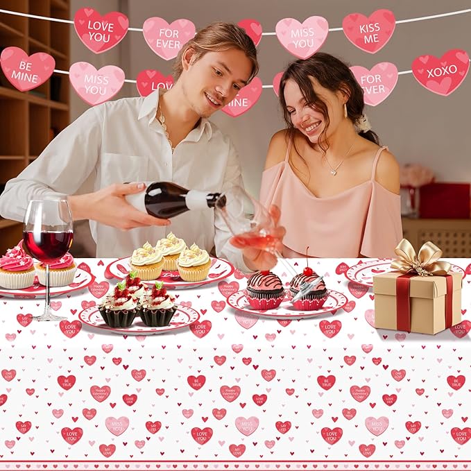 Valentine's Day Party Supplies Tableware Set Red Heart Love