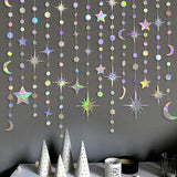 Iridescent Star Moon Circle Dot Garland Party Decoration Kit Hanging