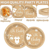 96Pcs Neutral Baby Shower Party Decorations Boho Baby Plates and