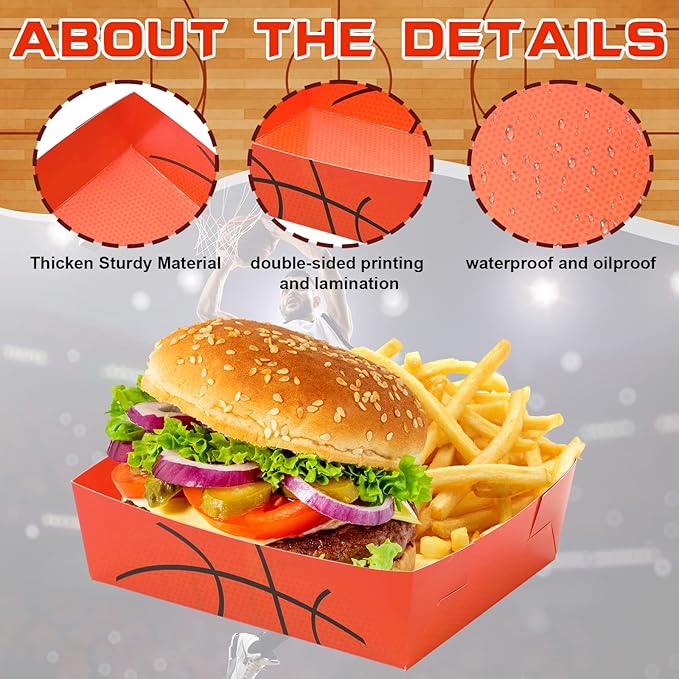 36 Pack Basketball Party Supplies Large 5 lb Basketball Plates Trays