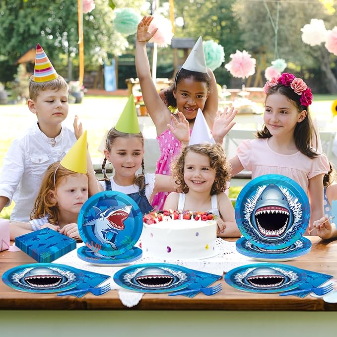 24 Guests Shark Theme Party Decorations Under the Sea Party
