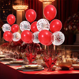 6 Set Red Christmas Table Balloons Centerpiece Stand Kit with Red