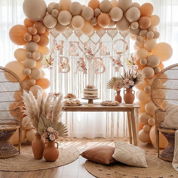 Neutral Boho "Hello Baby" Banner, Pampas Grass Bohemian Baby Shower &