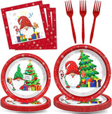 96 Pcs Christmas Party Supplies Paper Plates Napkins Merry Christmas